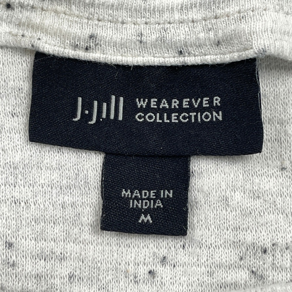 J.Jill Wearever Womens Flecked Ribbed Mock Neck Tunic Top Sweater Oatmeal Gray M - Picture 2 of 9
